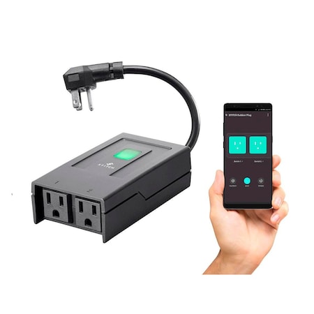 Monoprice STITCH by Wireless Smart Outdoor Weather-Resistant Dual Socket_ Remote 35556